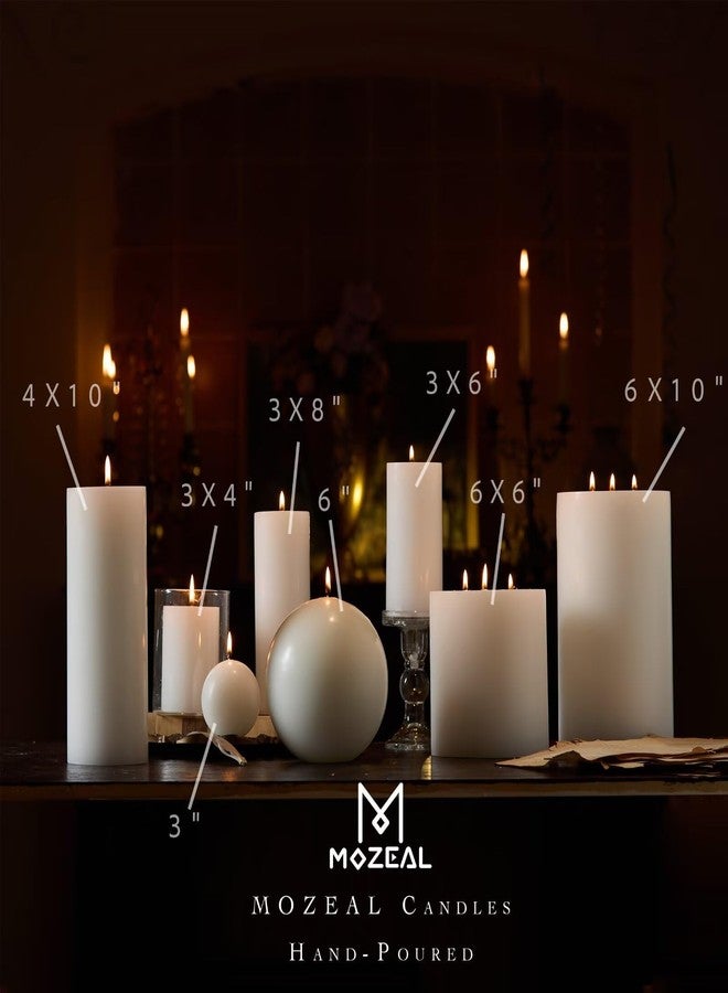 MOZEAL 3" x 4" Hand-Poured Unscented Candle,Dripless Pillar Candle Set of 3,Long Clean Burning,Approx 72 Hours Burn Time,Rustic Country Style,Wedding,Dinner,Christmas and Home Decor,White - Image 3
